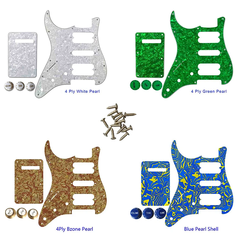 

Quality Guitar Pickguard -For US Left Handed 11 Screw Holes Start Player Humbucker HSH Scratch Plate & Back Plate & Control Knob