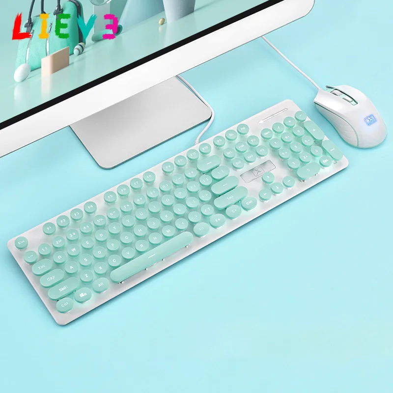 Игровая клавиатура и мышь, проводная клавиатура с подсветкой, механическая клавиатура в стиле ретро, круглая светящаяся клавиатура 1600DPI, На... 
Игровая клавиатура и мышь, проводная клавиатура с подсветкой, механическая клавиатура в стиле ретро, круглая светящаяся клавиатура 1600DPI, На...