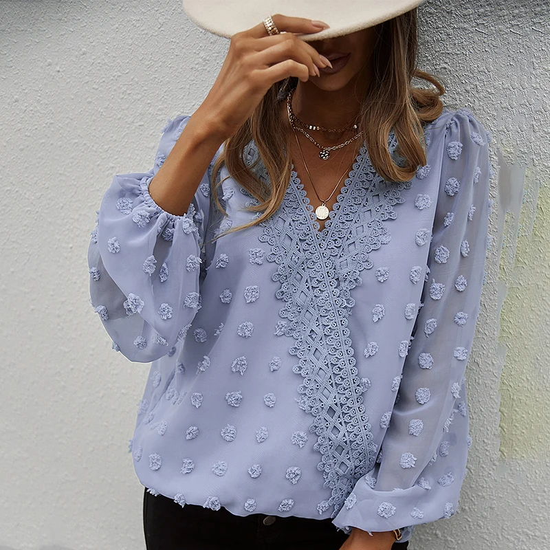 2022 New Spring Summer Fashion Women Long Sleeve Blouses Blue Shirts Casual Loose Femme Vintage Elegant Chiffon Tops V Neck
2022 New Spring Summer Fashion Women Long Sleeve Blouses Blue Shirts Casual Loose Femme Vintage Elegant Chiffon Tops V Neck