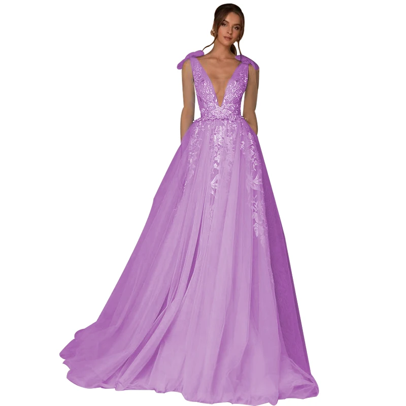 Sweet V Neck Lace A Line Sky Blue Embroidery Open Back Prom Dress for Women Party Black Vestido De Fiesta Light Purple Dress
Sweet V Neck Lace A Line Sky Blue Embroidery Open Back Prom Dress for Women Party Black Vestido De Fiesta Light Purple Dress