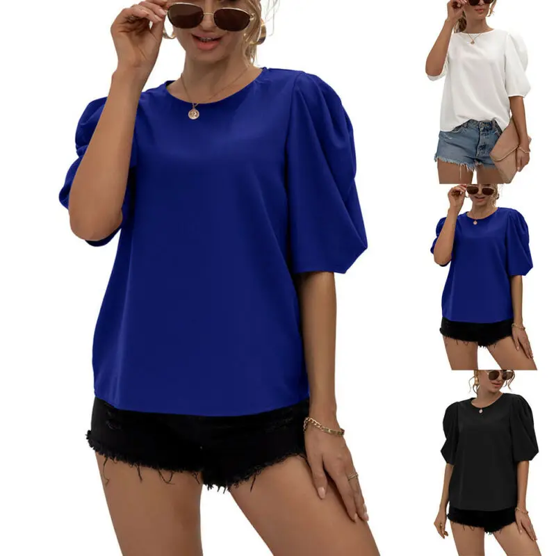 Cofekate Tops Women 2021 Short Sleeve Puff Sleeves T-Shirts Solid Color Tops Casual Tee Woman Shirts
Cofekate Tops Women 2021 Short Sleeve Puff Sleeves T-Shirts Solid Color Tops Casual Tee Woman Shirts