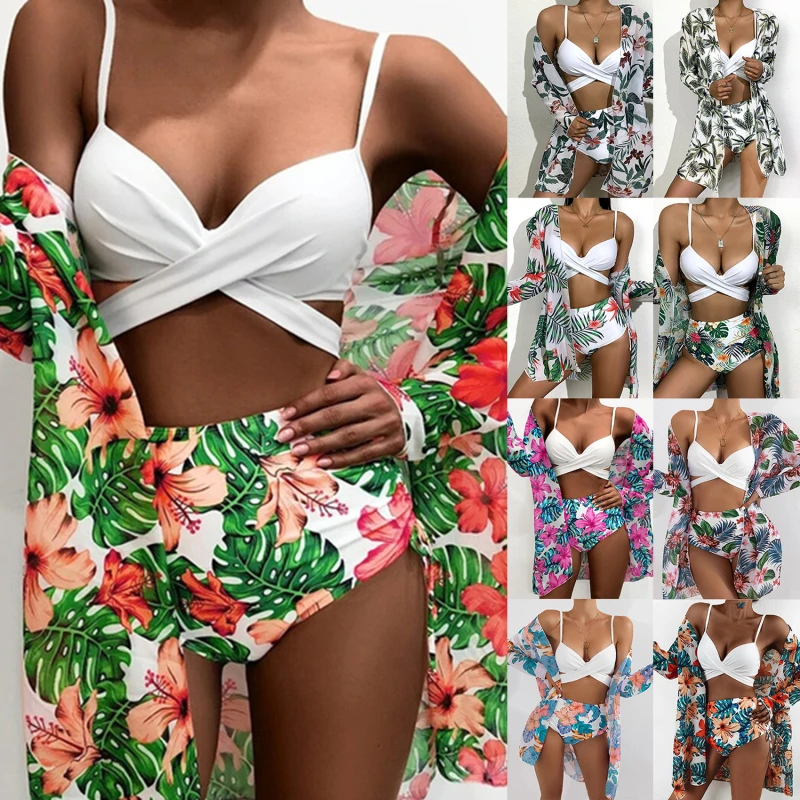 Swimsuit Three Pieces Women Floral Printed Sexy Bikini Push-Up Padded Swimwear Ruffle Swimsuit High Waist Beachwear
Swimsuit Three Pieces Women Floral Printed Sexy Bikini Push-Up Padded Swimwear Ruffle Swimsuit High Waist Beachwear
