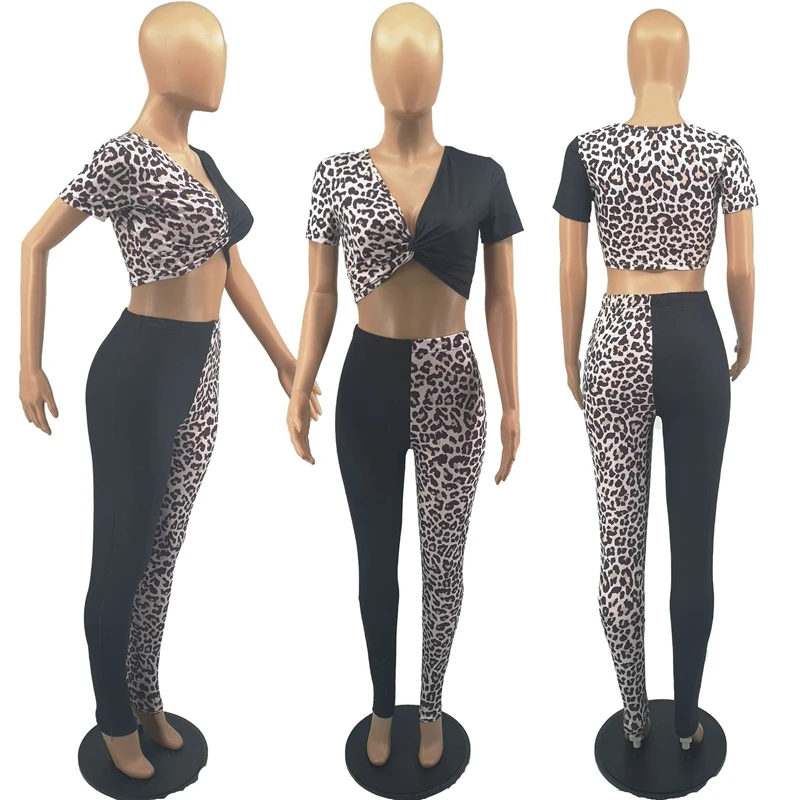 Summer Clothes Two Piece Set Women Sexy Leopard Print V-neck Short Sleeve Crop Top+Pants Sets Club Outfits Streetwear Wholesale
Summer Clothes Two Piece Set Women Sexy Leopard Print V-neck Short Sleeve Crop Top+Pants Sets Club Outfits Streetwear Wholesale