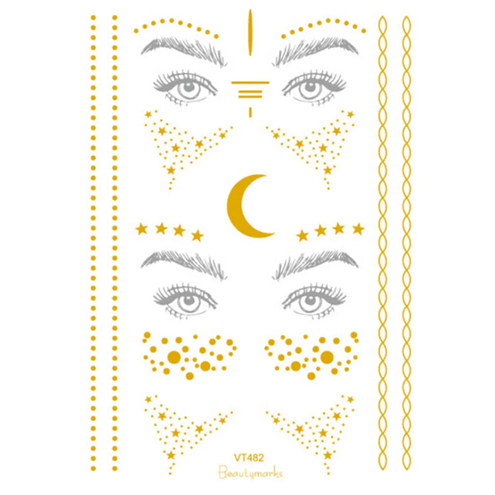 

Christmas Halloween Gold Silver Face Tattoo Waterproof Bronzing Freckles Make Up Flash Tattoo Sticker Eye Decals Tribe Party