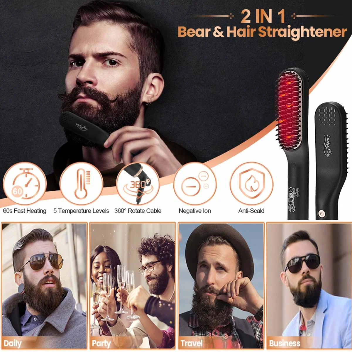 Hair Comb Brush Beard Straightener Multifunctional Hair Straightening Comb Hair Curler Quick Beard Hair Styling EU/UK/US Plug
Hair Comb Brush Beard Straightener Multifunctional Hair Straightening Comb Hair Curler Quick Beard Hair Styling EU/UK/US Plug