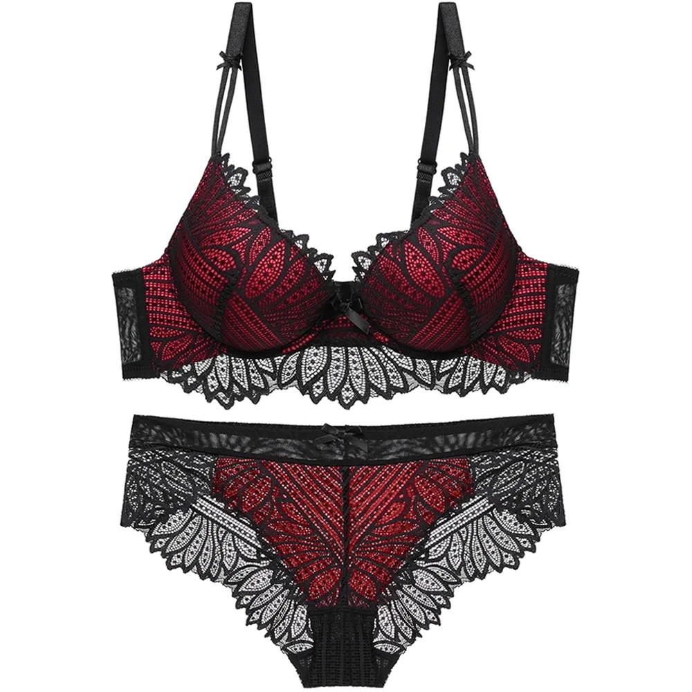 Sexy lace bra bra, breathable, hollow, gathered, large size temptation underwear set
Sexy lace bra bra, breathable, hollow, gathered, large size temptation underwear set