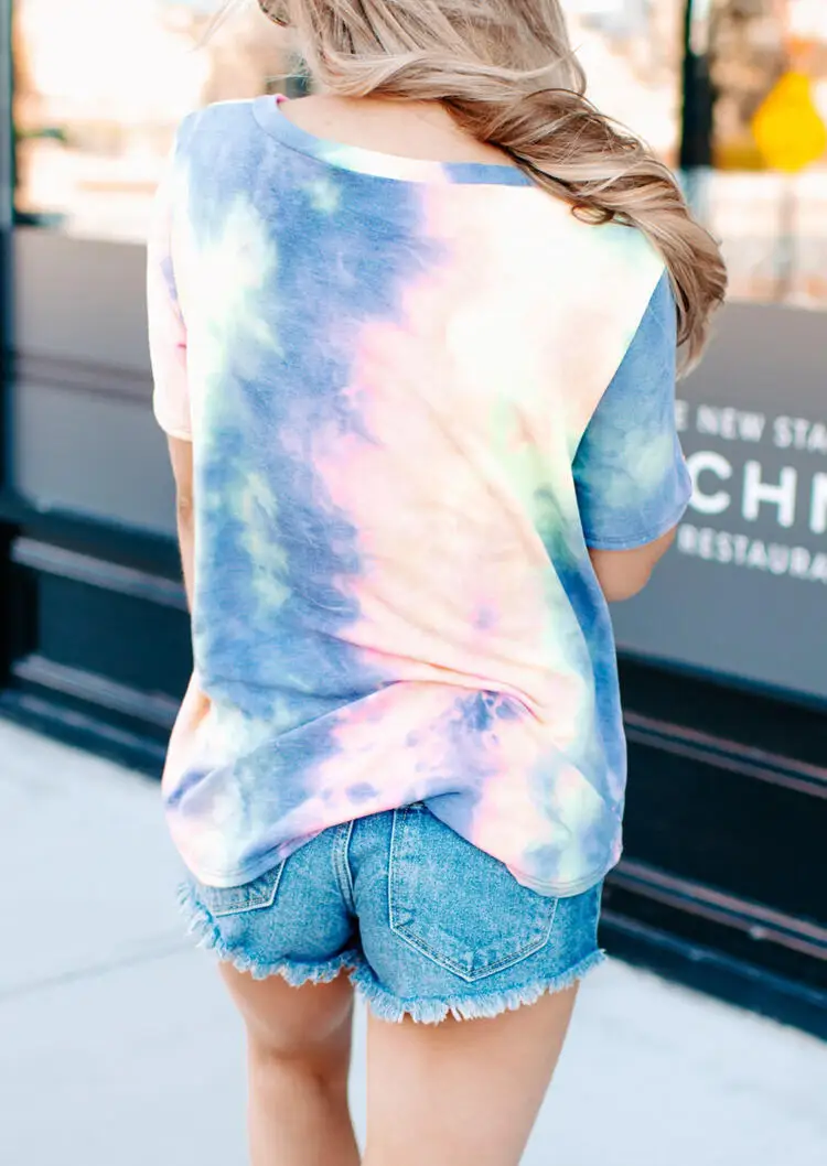 Summer new women's V-neck T-shirt tie-dye printing short-sleeved loose women's plus size t-shirt top S-5XL
Summer new women's V-neck T-shirt tie-dye printing short-sleeved loose women's plus size t-shirt top S-5XL