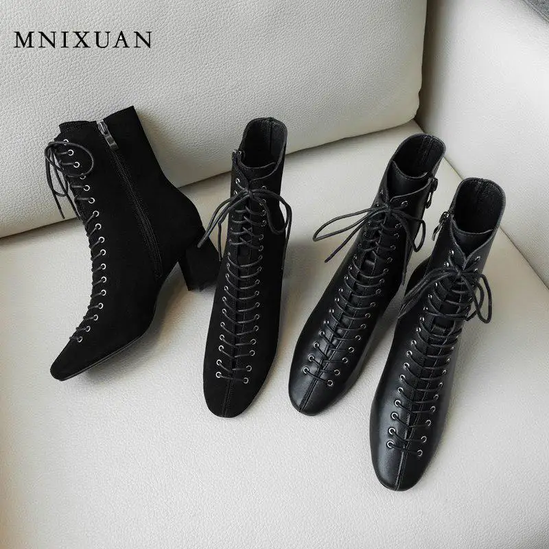 MNIXUAN Women Shoes 2019 New Spring Autumn Square High Heels Ankle Boot Genuine Leather square toe Block Heel Shoes Punk Boots 
MNIXUAN Women Shoes 2019 New Spring Autumn Square High Heels Ankle Boot Genuine Leather square toe Block Heel Shoes Punk Boots