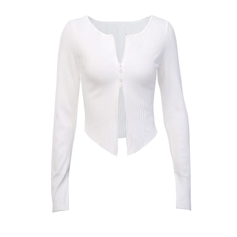 InstaHot White Black Zip Up T-shirt Ribbed Knitted Long Sleeve Strech Irregular Casual Sexy Women Autumn Tops 2019 Streetwear
InstaHot White Black Zip Up T-shirt Ribbed Knitted Long Sleeve Strech Irregular Casual Sexy Women Autumn Tops 2019 Streetwear