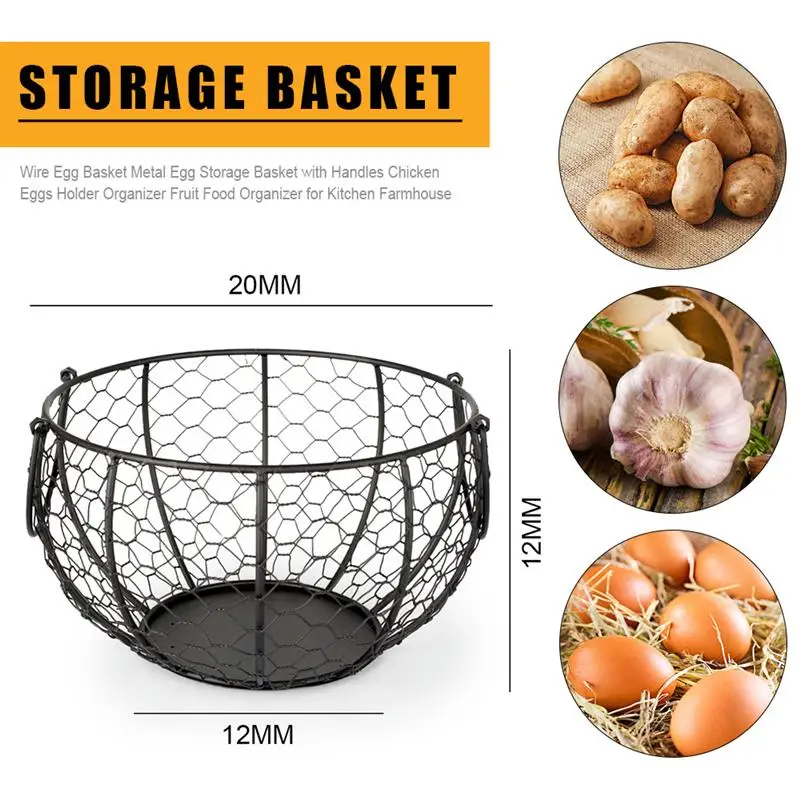 Wire Egg Basket Metal Egg Storage Basket with Handles Chicken Eggs Holder Organizer Fruit Food Organizer for Kitchen Farmhouse
Wire Egg Basket Metal Egg Storage Basket with Handles Chicken Eggs Holder Organizer Fruit Food Organizer for Kitchen Farmhouse