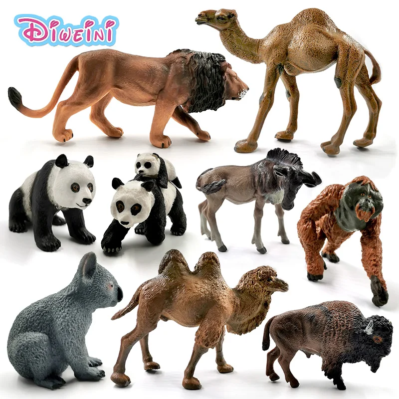 Новый американский Bison Buffalo Cow Koala Ослик Wildebeest Orangutan Camel Lion фигурка животного