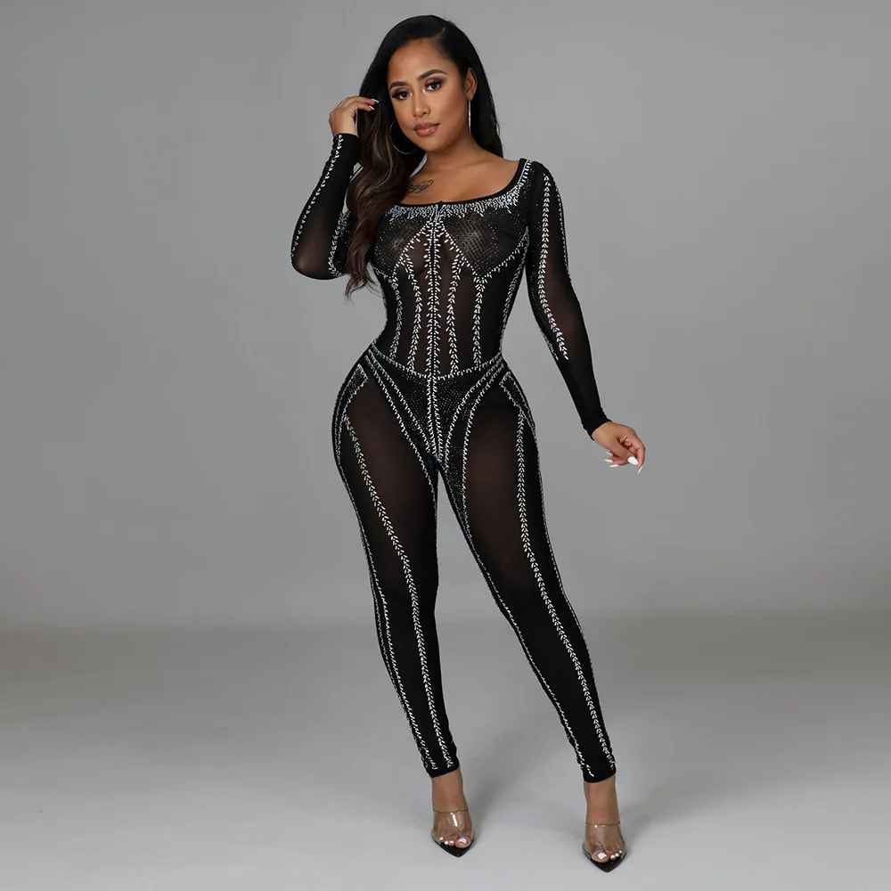 Women Jumpsuits Wholesale 2022 New Arrival All Black Sheer Mesh Sequins Skinny Evening Party Club Sexy Rompers New Year
Women Jumpsuits Wholesale 2022 New Arrival All Black Sheer Mesh Sequins Skinny Evening Party Club Sexy Rompers New Year