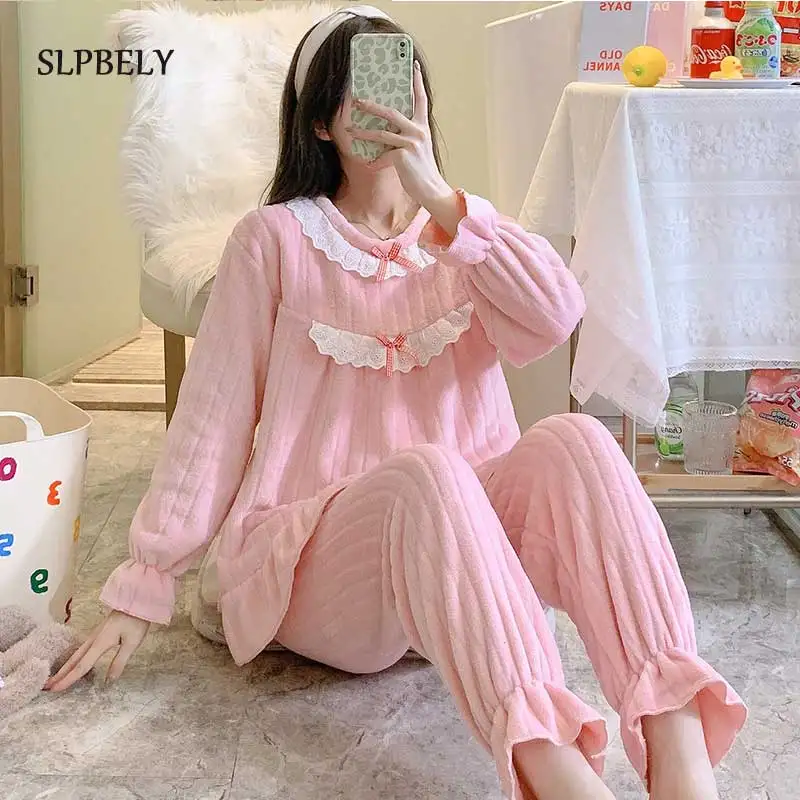 Кружевной пижамный комплект SLPBELY, женский зимний однотонный костюм принцессы Flanne с длинным рукавом, домашняя одежда, домашняя одежда, одежд...
Кружевной пижамный комплект SLPBELY, женский зимний однотонный костюм принцессы Flanne с длинным рукавом, домашняя одежда, домашняя одежда, одежд...