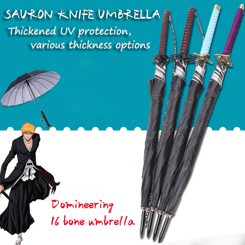 

Bleach Espada Katana Automatic Umbrella Rain Women Samurai Sword Ninja Knife Prop Umbrella Windproof Thicken Parasol Mens Gifts