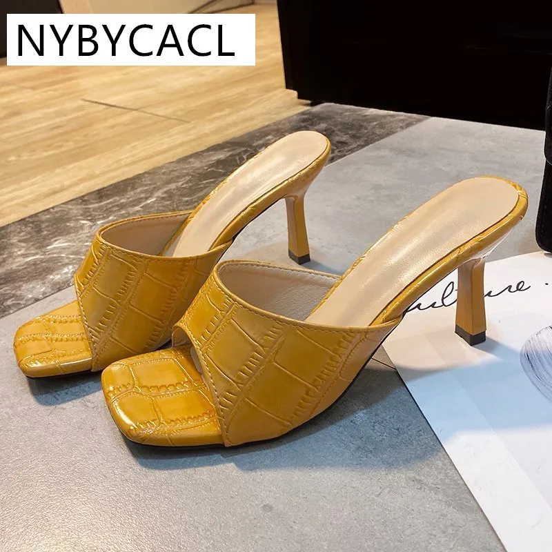Summer High Heels Celebrity Wearing Simple Style Square Open Toe Woman Heels Women Slippers Patent Leather Slip-On Party Shoes
Summer High Heels Celebrity Wearing Simple Style Square Open Toe Woman Heels Women Slippers Patent Leather Slip-On Party Shoes