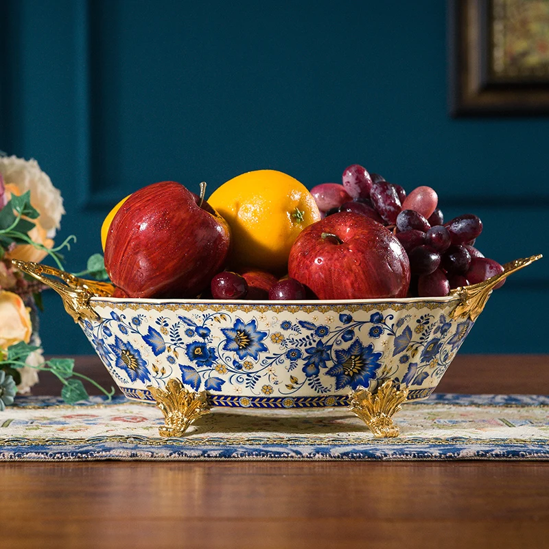 American fruit tray living room creative ceramic inlaid metal dry fruit plate household enamel gilt fruit basin European style o
American fruit tray living room creative ceramic inlaid metal dry fruit plate household enamel gilt fruit basin European style o