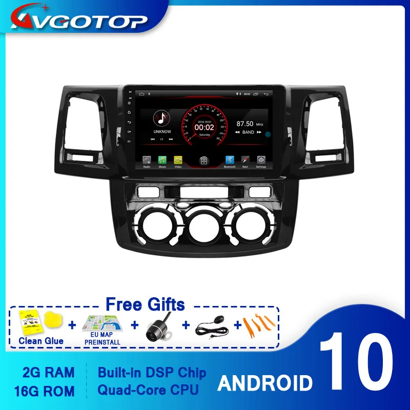 AVGOTOP Android 10 Bluetooth GPS автомобильный Радио dvd плеер для TOYOTA HILUX 2012 (версия ручного