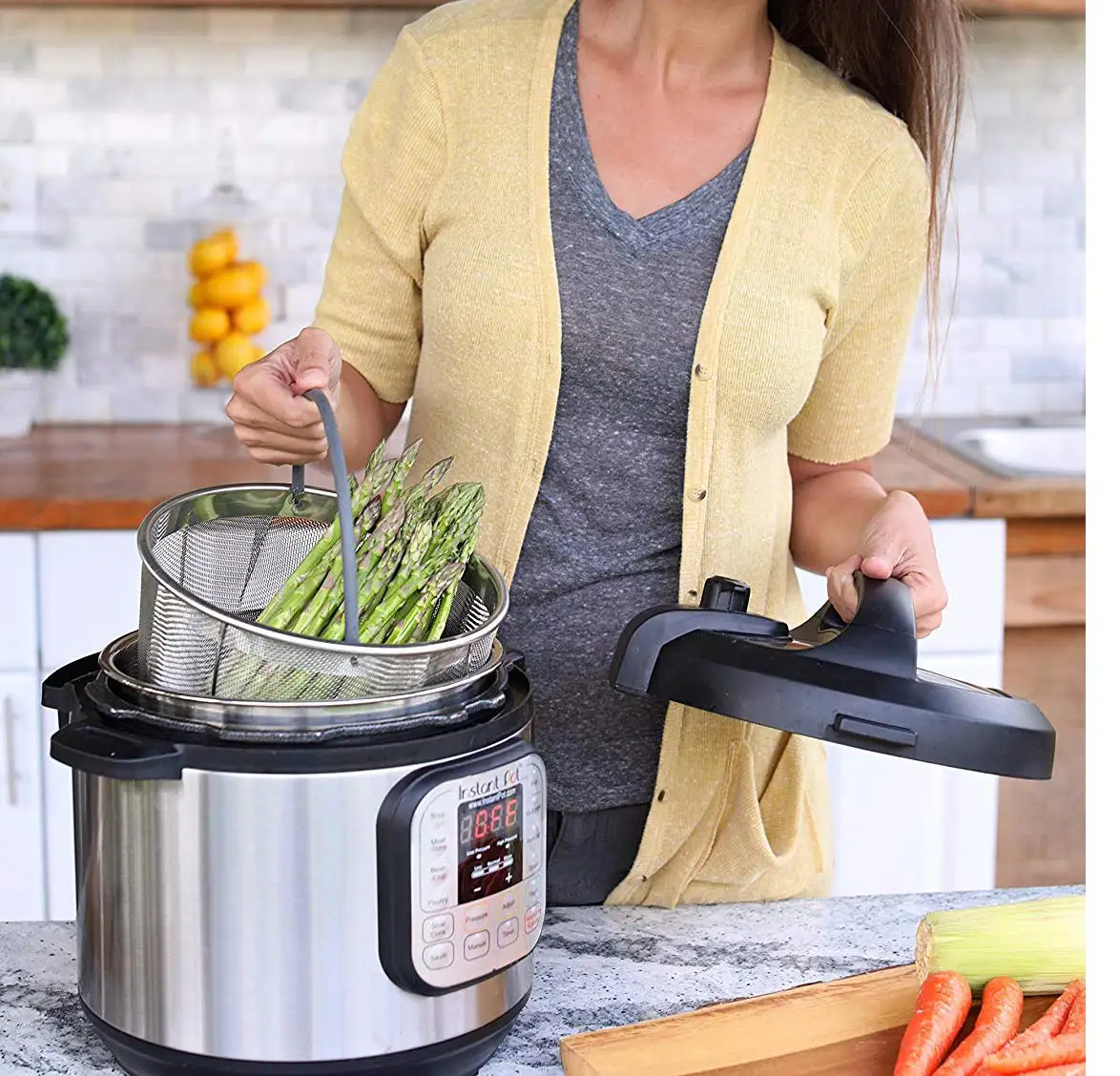 Insert Basket 6Qt Instant Pot Accessories Stainless Steel Steamer Basket with Handle Fits Most Pressure Cookers for Cooking
Insert Basket 6Qt Instant Pot Accessories Stainless Steel Steamer Basket with Handle Fits Most Pressure Cookers for Cooking