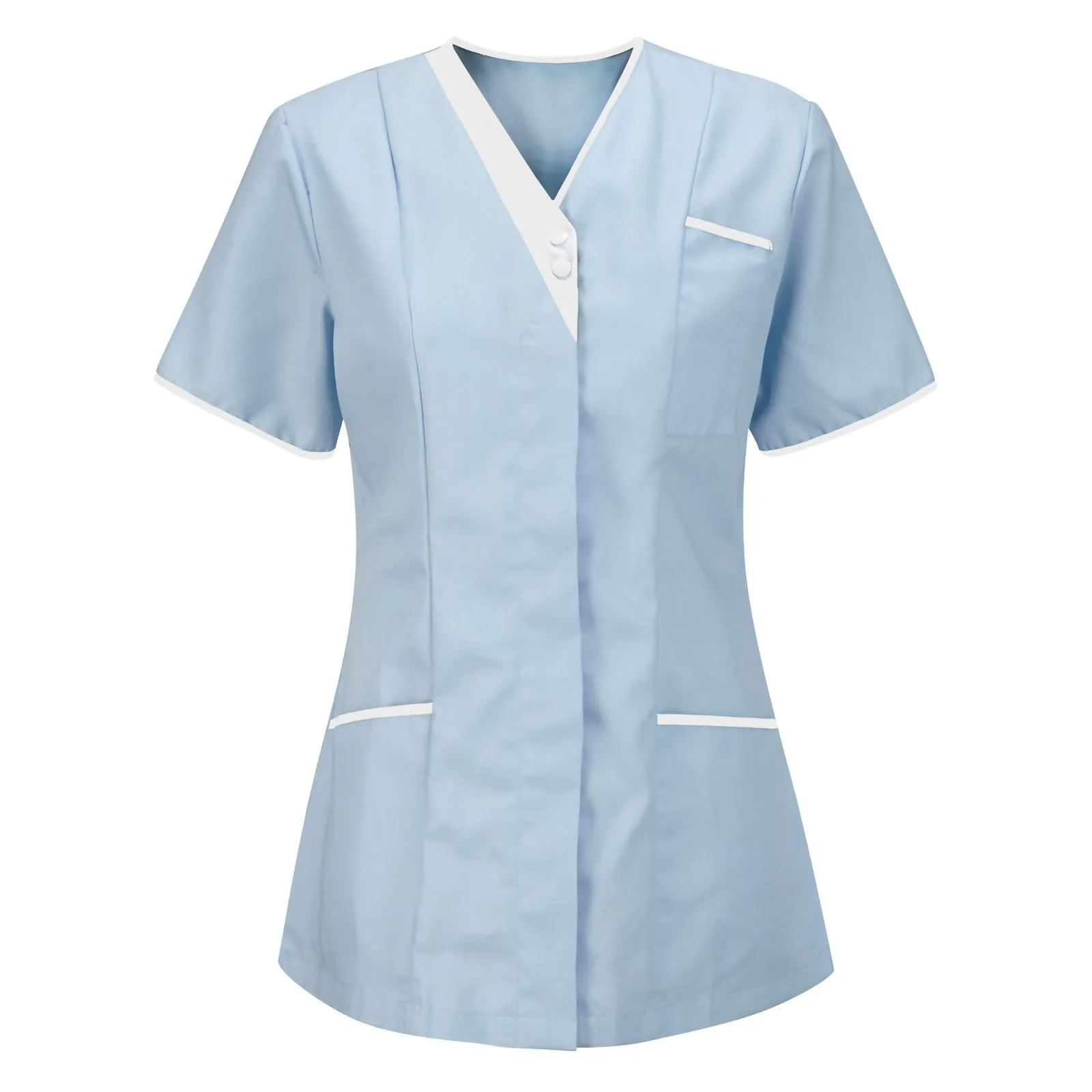 Women Short Sleeve V-neck Tops Working Uniform Floral Print Pocket Blouse Overalls Nurse Accessorie
Women Short Sleeve V-neck Tops Working Uniform Floral Print Pocket Blouse Overalls Nurse Accessorie