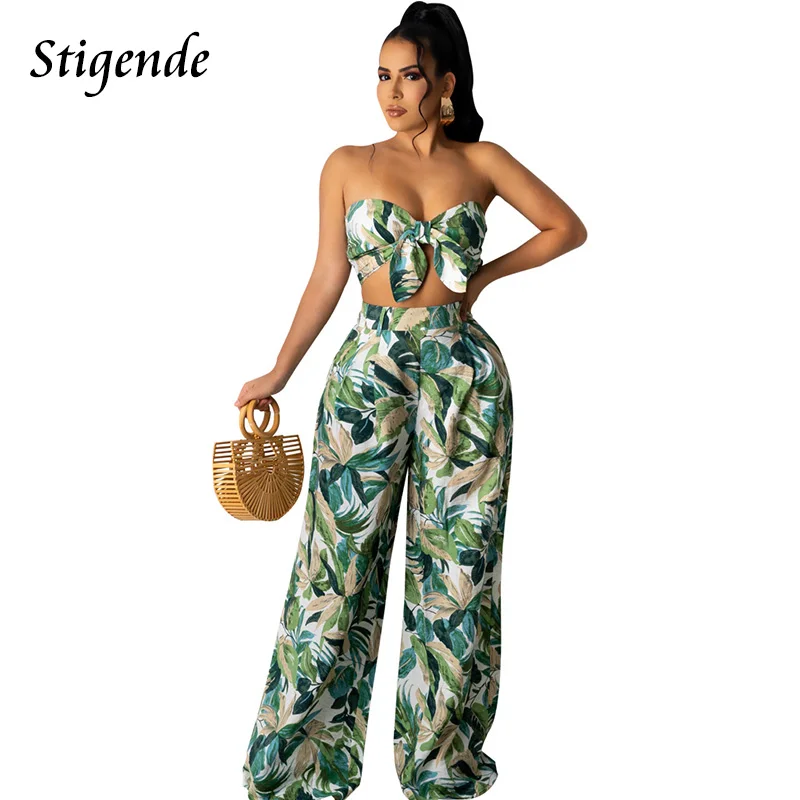 Stigende Women Leaf Print Two Piece Pants Set Bandage Strapless Crop Top and Wide Leg Trousers Casual Loose Outfits
Stigende Women Leaf Print Two Piece Pants Set Bandage Strapless Crop Top and Wide Leg Trousers Casual Loose Outfits