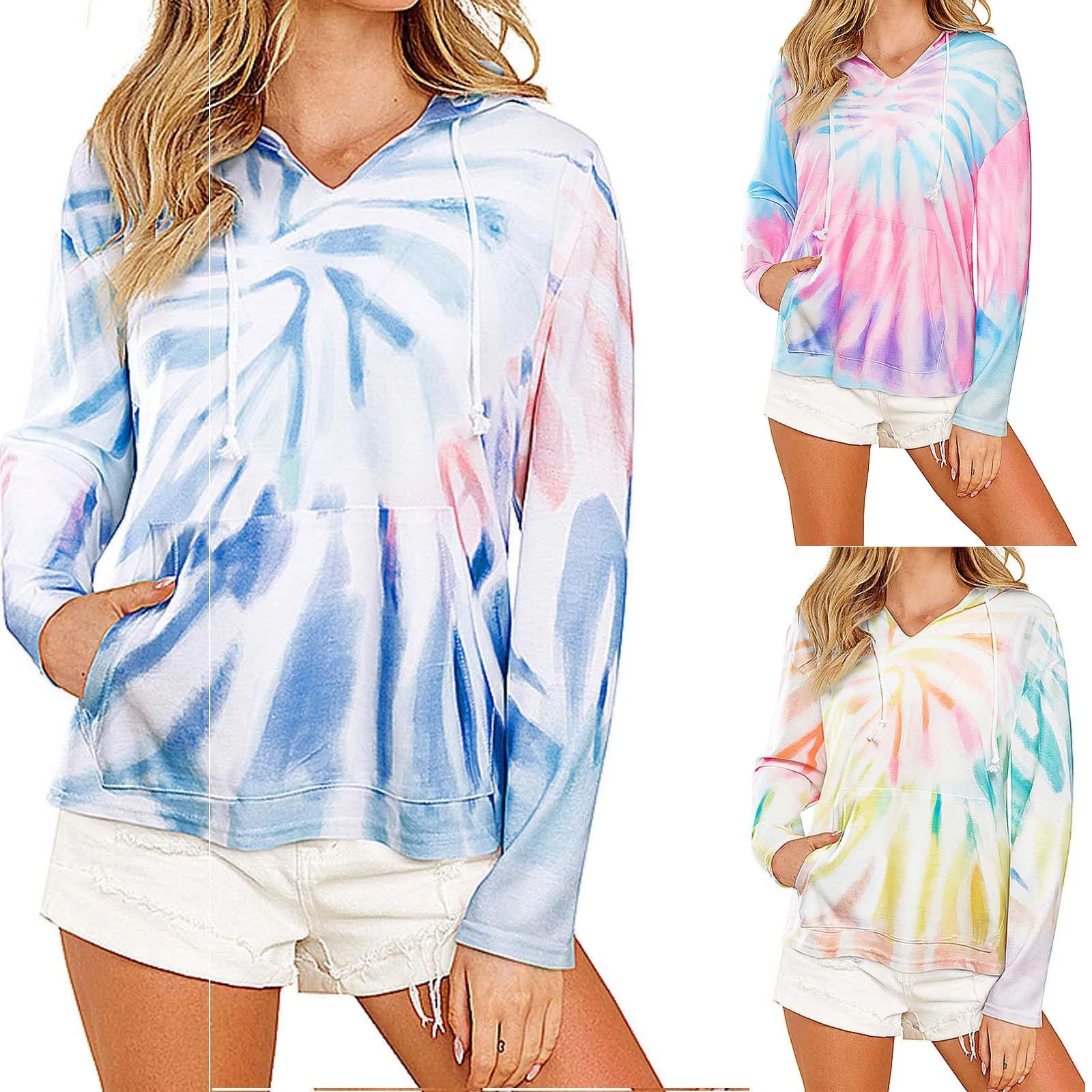 Trendy Women's Sweatshirts Personality Tie-dye Printed Hooded Sweatshirt Fashion Casual Loose Long Sleeve Drawstring Hoodies
Trendy Women's Sweatshirts Personality Tie-dye Printed Hooded Sweatshirt Fashion Casual Loose Long Sleeve Drawstring Hoodies