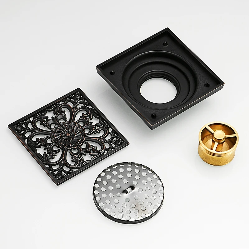 Drain 10cm Square Black Brass Shower Drain Strainer Floor Cover Art Carved Balcony Bathroom Bath Accessories Grate Waste Drain
Drain 10cm Square Black Brass Shower Drain Strainer Floor Cover Art Carved Balcony Bathroom Bath Accessories Grate Waste Drain