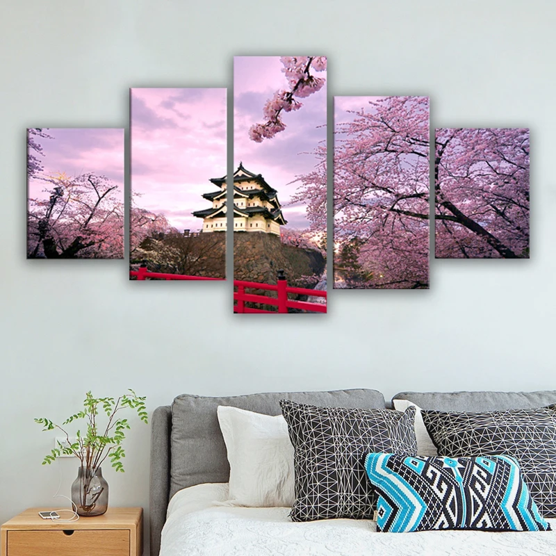 Home Decoration Pictures Vintage 5 Panel Cherry Blossom Japan Framework Paintings On Canvas Posters And Prints On The Wall
Home Decoration Pictures Vintage 5 Panel Cherry Blossom Japan Framework Paintings On Canvas Posters And Prints On The Wall