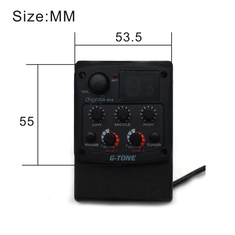 Cherub G-Tone GT-6 Acoustic Guitar Preamp Piezo Pickup 3-Band EQ Equalizer LCD Tuner with Reverb/Delay/Chorus/Wide
Cherub G-Tone GT-6 Acoustic Guitar Preamp Piezo Pickup 3-Band EQ Equalizer LCD Tuner with Reverb/Delay/Chorus/Wide