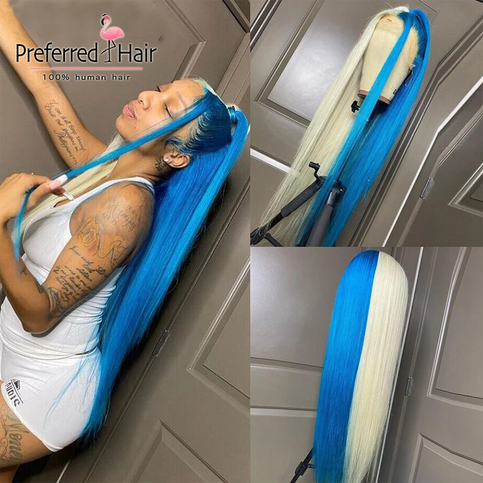 Preferred Half Blue Half Blonde Straight Lace Front Wig Pre Plucked Brazilian Remy Half Red Blonde Human Hair Wigs For Women
Preferred Half Blue Half Blonde Straight Lace Front Wig Pre Plucked Brazilian Remy Half Red Blonde Human Hair Wigs For Women