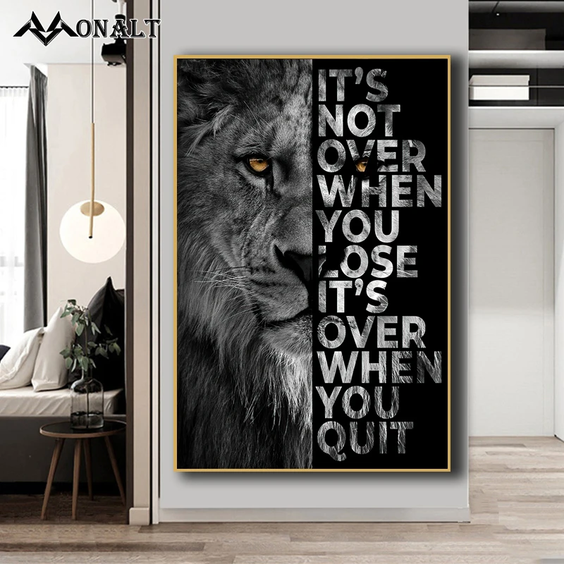 Canvas Painting Black and White Lion Letters Motivational Poster HD Canvas Print Animal Art Picture for Living Room Decoration
Canvas Painting Black and White Lion Letters Motivational Poster HD Canvas Print Animal Art Picture for Living Room Decoration