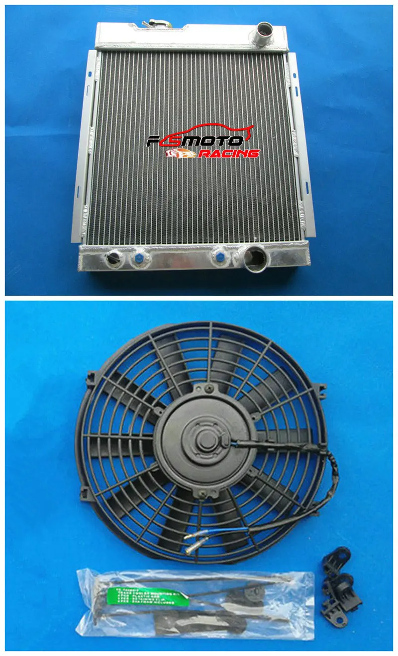 

Intercooler 3 Row Aluminum Alloy Radiator + Fan For FORD MUSTANG V8 289 302 WINDSOR 1964 1965 1966 66 65 64