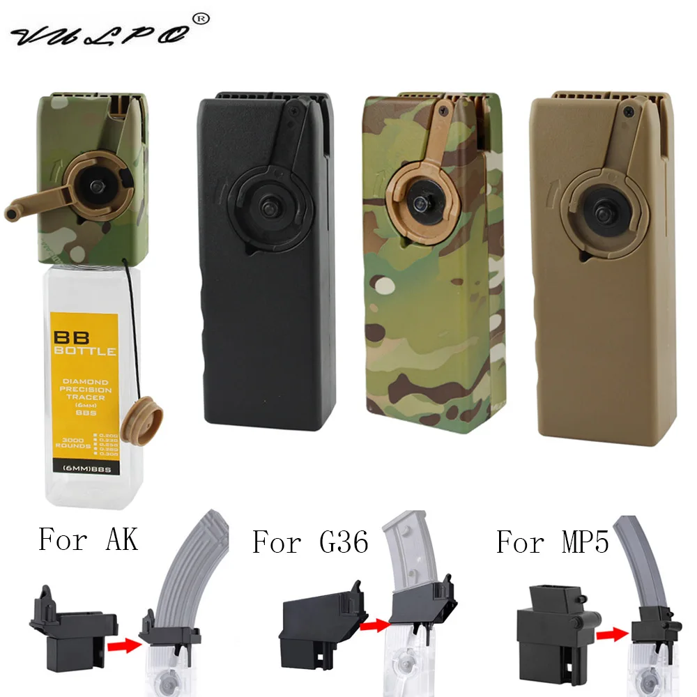 

VULPO Airsoft Paintball M4 BB Speed Loader 1000 Rounds Hand Crank Military Quick Loader AK MP5 G36 Magazine Speed Loader Adapter