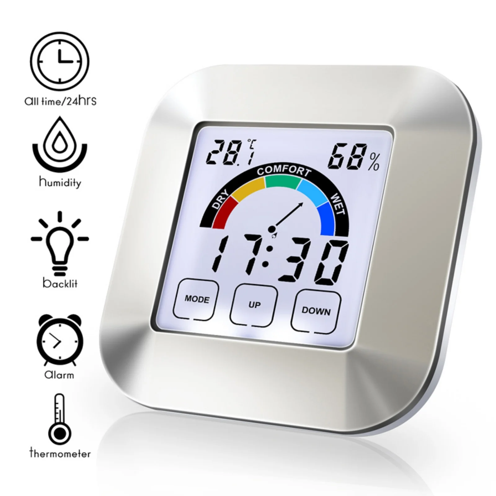 

Цифровой термометр с ЖК-дисплеем, измеритель влажности с двумя магнитами, цветной сенсорный экран, гигрометр, монитор влажности для теплиц ...
