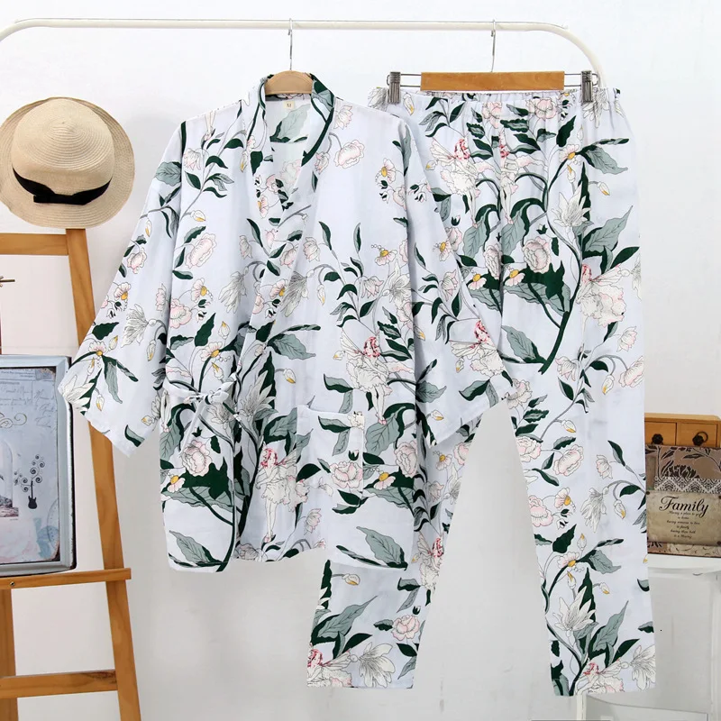 New Flower Printing Cotton Spring Autumn Ladies Gauze Japanese Kimono Pajama Trousers Sweating Clothes Home Service Suit Yukata
New Flower Printing Cotton Spring Autumn Ladies Gauze Japanese Kimono Pajama Trousers Sweating Clothes Home Service Suit Yukata