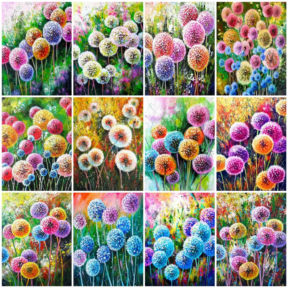 

RUOPOTY Frame DIY Painting By Numbers Canvas Painting Kits Colored Dandelion Picture By Numbers Diy Gift For Home Decors 60x75cm