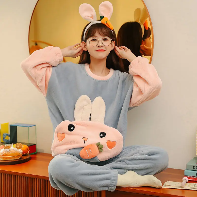 Sleepwear Women's Cotton Cute Kawaii Pajama for Families Winter Nightgown Thermal Underwear Trouser Suit Y2k Sets Home Wear
Sleepwear Women's Cotton Cute Kawaii Pajama for Families Winter Nightgown Thermal Underwear Trouser Suit Y2k Sets Home Wear
