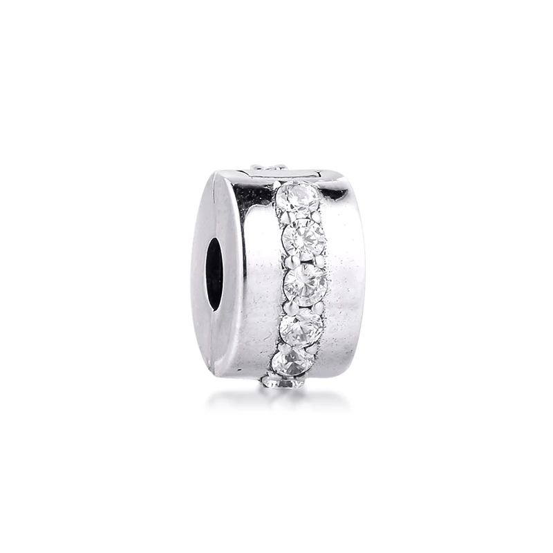 

Fits Pandora Bracelet Charms 925 Sterling Silver Clear CZ Shining Path Clip Stopper Beads DIY Jewelry Making Berloque