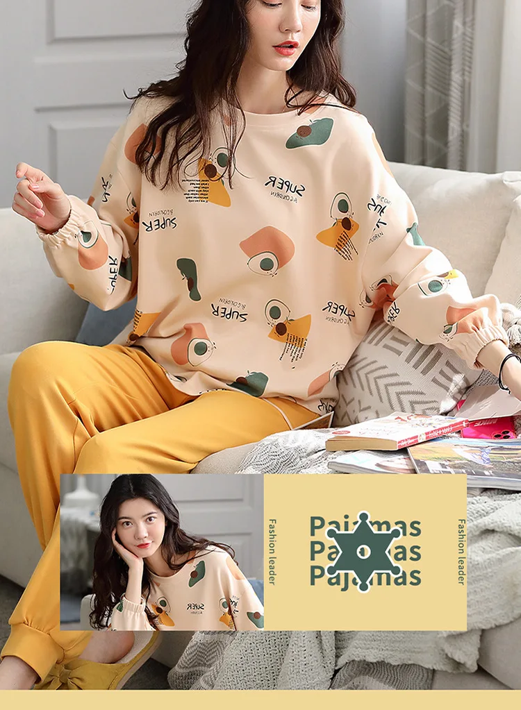 Women's Lively And Lovely Pajamas Suits 2PCs 100% Cotton Spring Autumn Long Sleeves Can Be Worn Outside Cartoon
Women's Lively And Lovely Pajamas Suits 2PCs 100% Cotton Spring Autumn Long Sleeves Can Be Worn Outside Cartoon