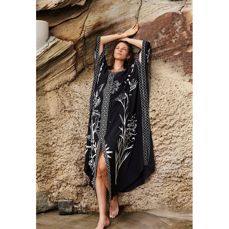 2021 Black Bohemian Printed Dress Split Summer Beach Dress Three Quarter Women Clothes Plus Size Beachwear Maxi Dress N1238
2021 Black Bohemian Printed Dress Split Summer Beach Dress Three Quarter Women Clothes Plus Size Beachwear Maxi Dress N1238