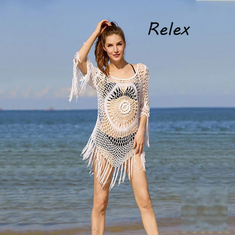 New European and American Shirts Long-sleeved Bikinis Knitted Beach Blouses Crocheted Hollow Knitted Skirts Sexy Black and White
New European and American Shirts Long-sleeved Bikinis Knitted Beach Blouses Crocheted Hollow Knitted Skirts Sexy Black and White