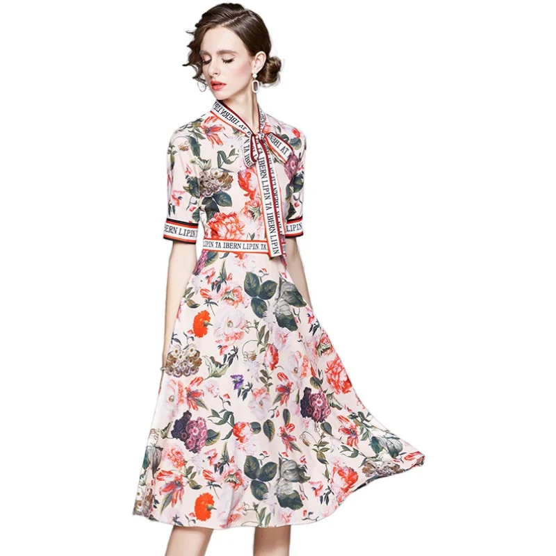 Simgent Letters Print Dress Bow Tie Floral Casual Vintage Elegant Midi Blouse Dress Woman Clothing Vestidos Robe Femme SG0791
Simgent Letters Print Dress Bow Tie Floral Casual Vintage Elegant Midi Blouse Dress Woman Clothing Vestidos Robe Femme SG0791