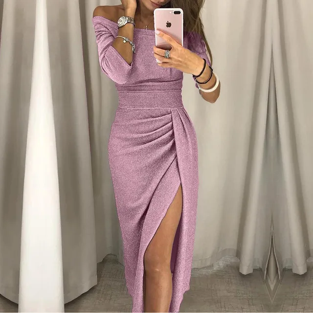 Off Shoulder Party Dress 2021 High Slit Peplum Autumn Elegant Dress Vestidos 
Off Shoulder Party Dress 2021 High Slit Peplum Autumn Elegant Dress Vestidos