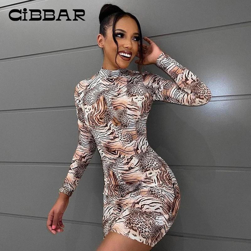 CIBBAR Animal Striped Print Sexy Bodycon Dresses Women Vintage Hipster Turtleneck Long Sleeve Skinny Mini Dress Chic Streetwear
CIBBAR Animal Striped Print Sexy Bodycon Dresses Women Vintage Hipster Turtleneck Long Sleeve Skinny Mini Dress Chic Streetwear