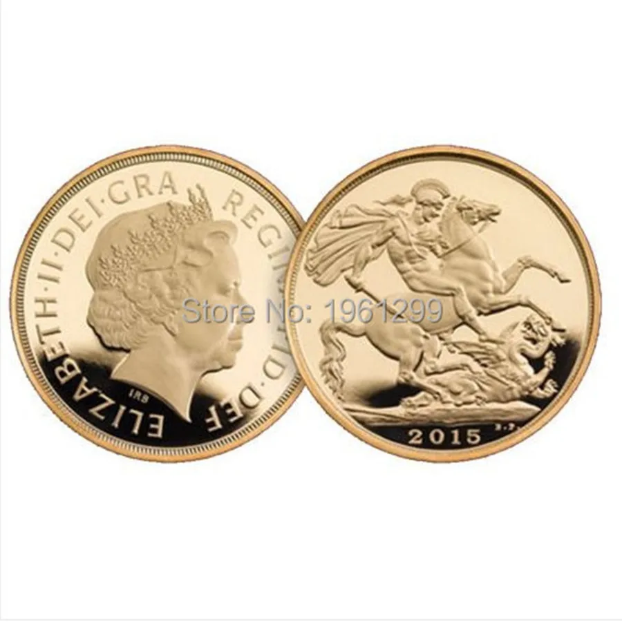 

30 шт./лот, 1 унция, Британская, королевская Золотая монета, изогнутый Дракон Святого Георга, обратная Золотая монета с плакированным золотом
