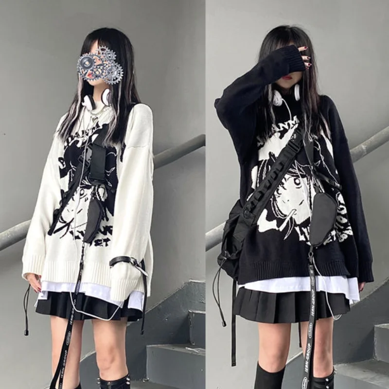 HOUZHOU Harajuku Sweater Cartoon Anime Girl Oversized Knitted Pullover Women 2021 Autumn Winter Casual Clothes Gothic Streetwear
HOUZHOU Harajuku Sweater Cartoon Anime Girl Oversized Knitted Pullover Women 2021 Autumn Winter Casual Clothes Gothic Streetwear