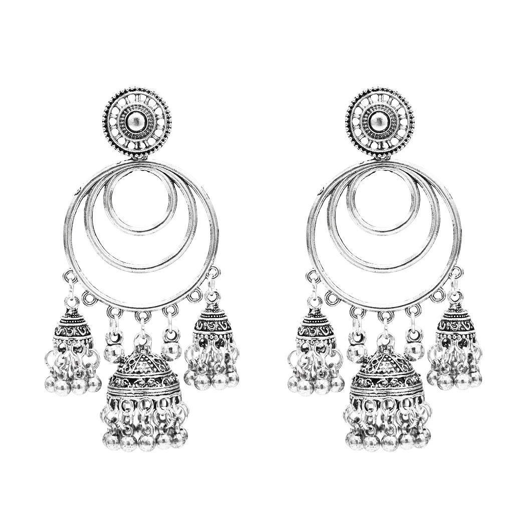 Vintage Indian Jhumka Earrings For Women 3-Layer Circles Bell Pendant Tassel Drop Earrings Afghan Dress Pakistan Ethnic Jewelry
Vintage Indian Jhumka Earrings For Women 3-Layer Circles Bell Pendant Tassel Drop Earrings Afghan Dress Pakistan Ethnic Jewelry