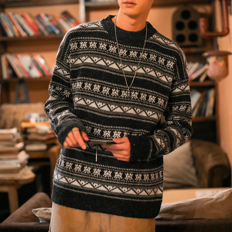 sweater winter men's new thick and warm men's round neck sweater jacquard loose sweater men clothing 2020 korean fashion
sweater winter men's new thick and warm men's round neck sweater jacquard loose sweater men clothing 2020 korean fashion