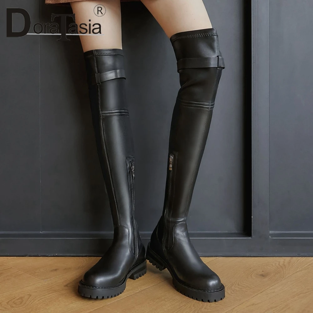 DORATASIA New Fashion Female Genuine Leather Thigh High Boots Casual Chunky Heels Boots Women Zip Party Office Shoes Woman 
DORATASIA New Fashion Female Genuine Leather Thigh High Boots Casual Chunky Heels Boots Women Zip Party Office Shoes Woman