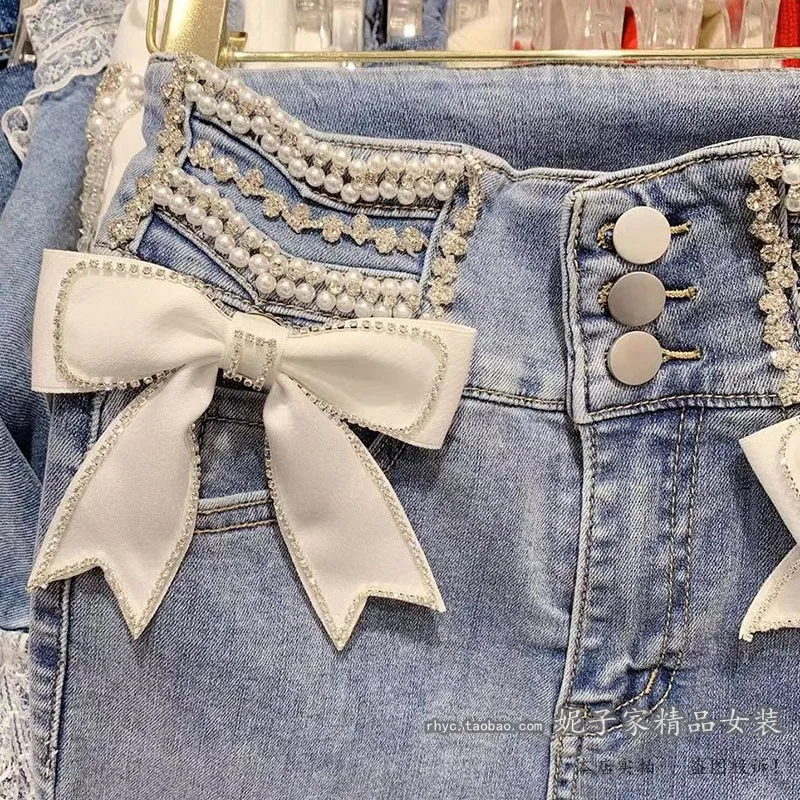 2021 Spring Denim Slim Pants New Exquisite Rhinestone Beaded Bowknot Stretch Tight High Waist Women Denim Cropped Skinny Jeans
2021 Spring Denim Slim Pants New Exquisite Rhinestone Beaded Bowknot Stretch Tight High Waist Women Denim Cropped Skinny Jeans