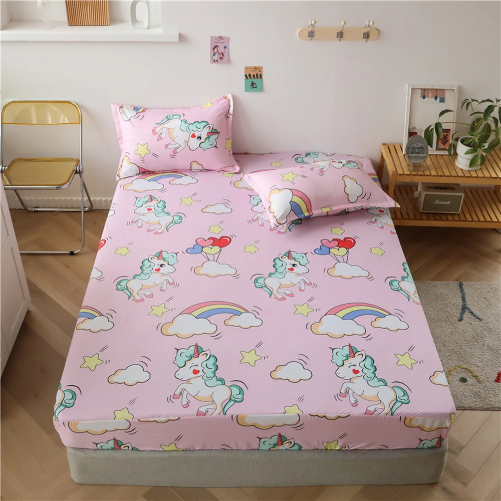 Простыня с мультяшным единорогом 120x200x30 см 180x200x30 | Дом и сад